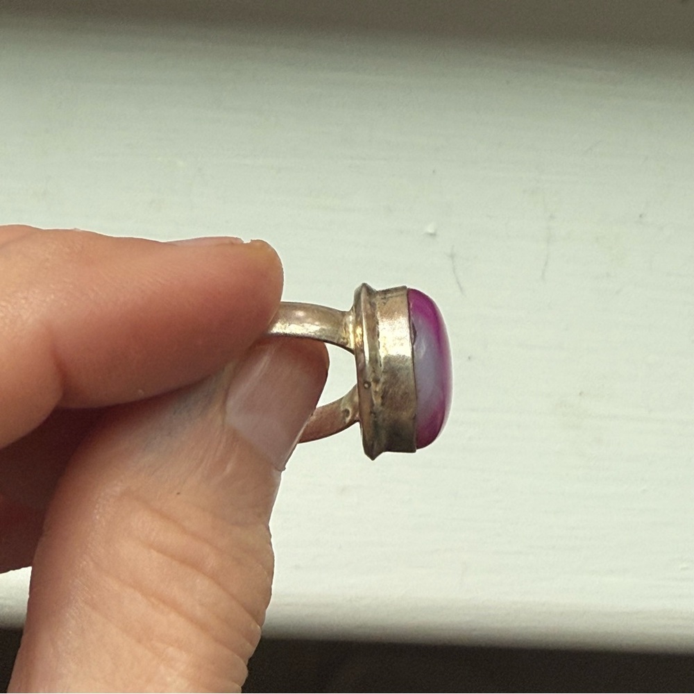 Dyed Agate Silver Ring - image 4